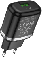 Адаптер питания сетевой Hoco N3 QC3.0 USB 1xUSB-А / 6931474729347 (черный) - 