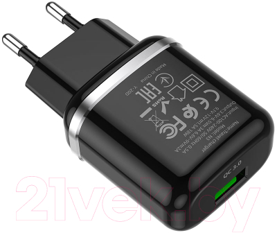 Адаптер питания сетевой Hoco N3 QC3.0 USB 1xUSB-А / 6931474729347 (черный)