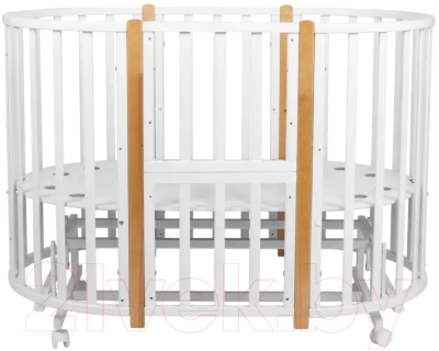 Детская кровать-трансформер INDIGO Born 7 в 1 с поперечным маятником (белый/натуральный New)