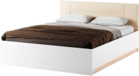 Двуспальная кровать Памир Беатрис КР1400 с ПМ (дуб сонома/белый глянец) - 