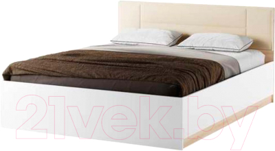Двуспальная кровать Памир Беатрис КР1400 с ПМ (дуб сонома/белый глянец)