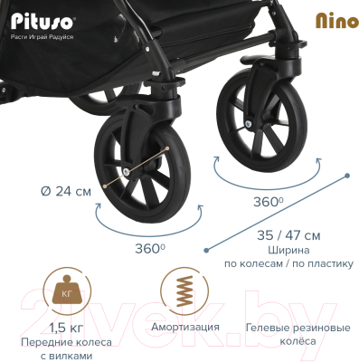 Детская универсальная коляска Pituso Nino 2 в 1 / 4006 (Dark Grey)