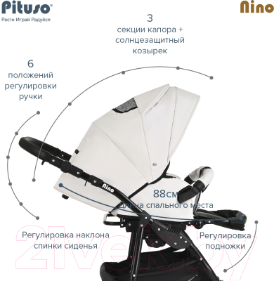 Детская универсальная коляска Pituso Nino 2 в 1 / 4002 (White)