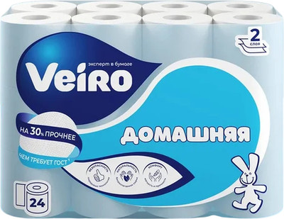 Туалетная бумага Veiro Домашняя 2х слойная (24рул) -