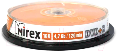 Набор дисков DVD+R Mirex 4.7Gb 16x / UL130013A1L (10шт)