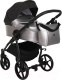 Детская универсальная коляска Tutis Novo 2 в 1 / 1142289 (кожа жемчужный металлик/черный светоотражающий принт) - 