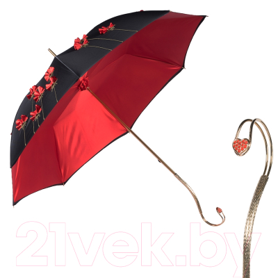 Зонт-трость Pasotti Nero Maki Application Oro Heart