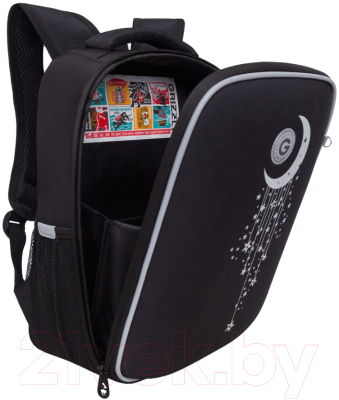 Школьный рюкзак Grizzly RAw-396-13 (черный/серебристый)