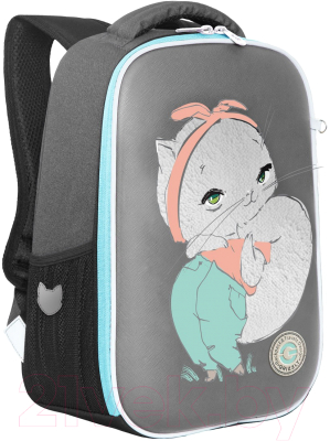 Школьный рюкзак Grizzly RAw-396-4 (серый/черный)
