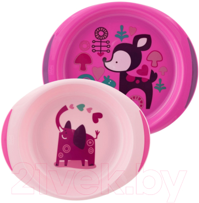 Набор посуды для кормления Chicco 340624048 (розовый)