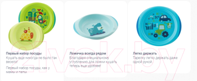 Набор посуды для кормления Chicco 340624049 (голубой/зеленый)