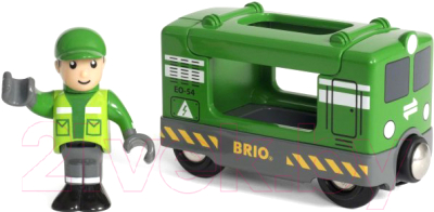 Вагон игрушечный Brio Грузовой вагон с машинистом 33894