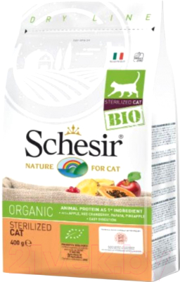 Сухой корм для кошек Schesir Bio Sterilized с домашней птицей (400г)