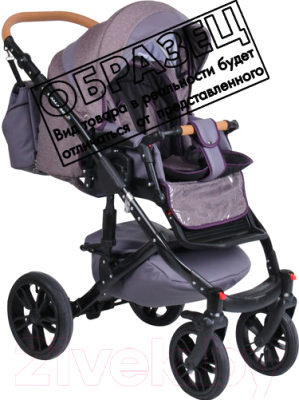 Детская универсальная коляска Alis Camaro F 3 в 1 (cm03, фиолетовый узор/фиолетовая кожа)