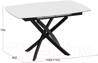 Обеденный стол ТриЯ Манхеттен Т1 (черный муар/стекло матовое белое)