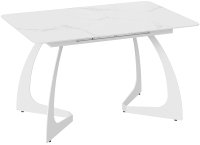 Обеденный стол ТриЯ Конкорд тип 2 (белый муар/стекло матовое белый мрамор) - 