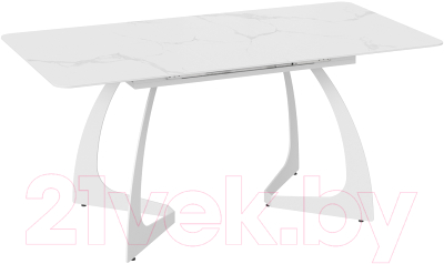 Обеденный стол ТриЯ Конкорд тип 2 (белый муар/стекло матовое белый мрамор)