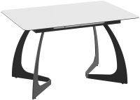 Обеденный стол ТриЯ Конкорд тип 2 (черный муар/стекло матовое белое) - 