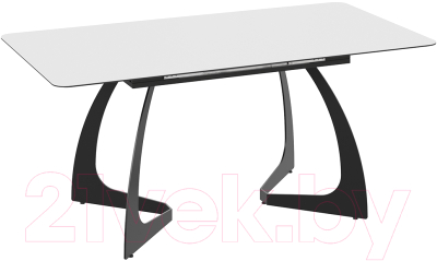 Обеденный стол ТриЯ Конкорд тип 2 (черный муар/стекло матовое белое)