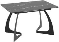 Обеденный стол ТриЯ Конкорд тип 2 (черный муар/стекло матовое черный мрамор) - 