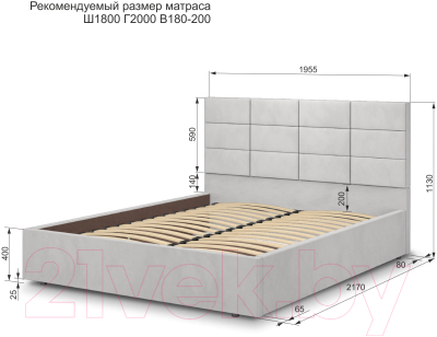 Двуспальная кровать Аквилон Тэфи-1 18 ПМ (веллюкс сильвер)
