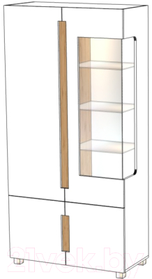 Шкаф с витриной Мебель-КМК 4Д Шанталь 0955.1 (аляска/навара/белый глянец)