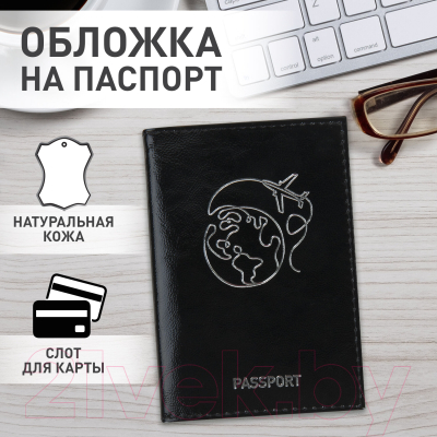 Обложка на паспорт Brauberg Airplane / 238212 (черный)