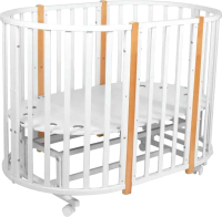 Детская кровать-трансформер INDIGO Born 7 в 1 (белый/натуральный New) - 
