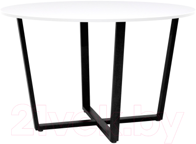 Обеденный стол Millwood Орлеан Л18 D120 (белый/металл черный)