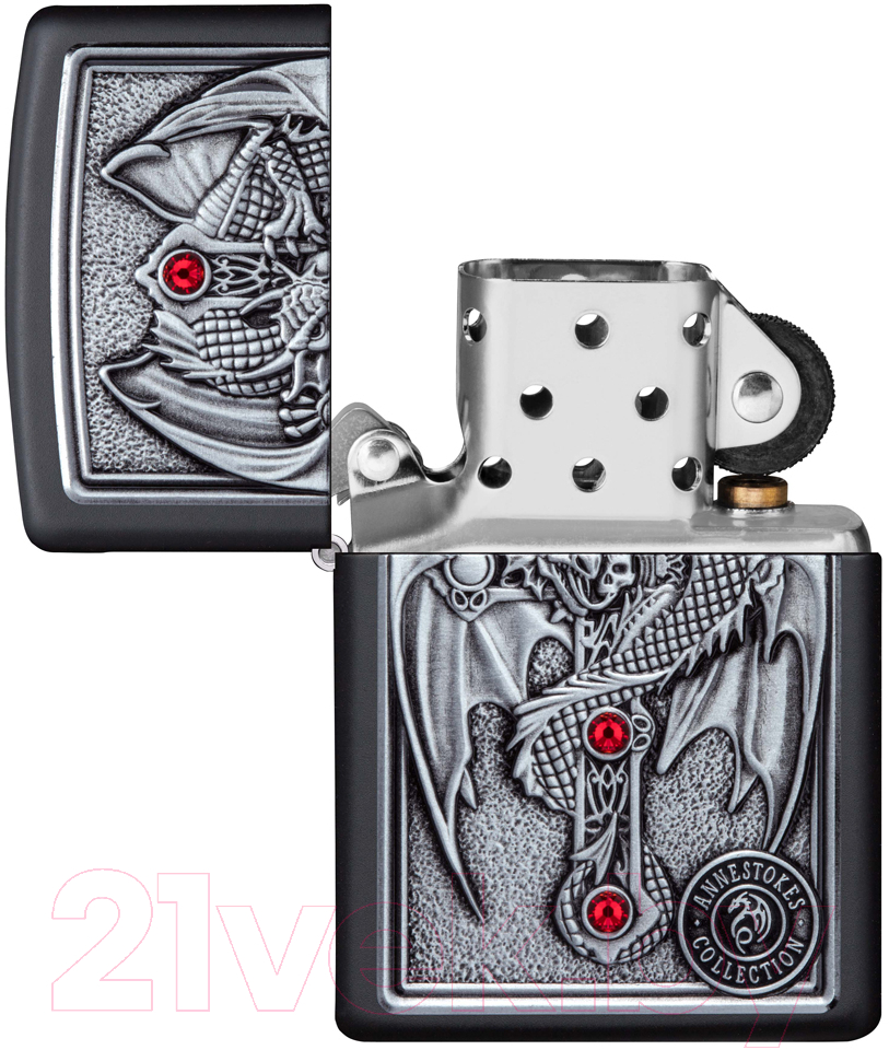 Зажигалка Zippo Winged Dragon Cross Design / 49755 (черный) — фото 3