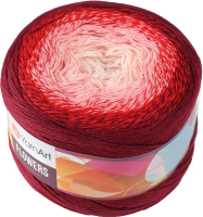 Пряжа для вязания Yarnart Flowers 55% хлопок, 45% полиакрил 269 / 9599344 (1000м, бордовый/красный/белый) - 