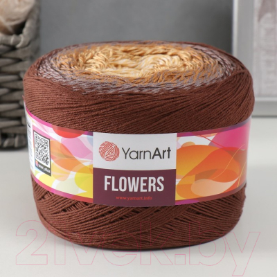 Пряжа для вязания Yarnart Flowers 55% хлопок, 45% полиакрил 284 / 9599349 (1000м, шоколадный/бежевый)