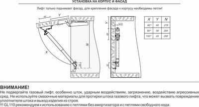 Газовый лифт мебельный Boyard GL110GRPH/100/3