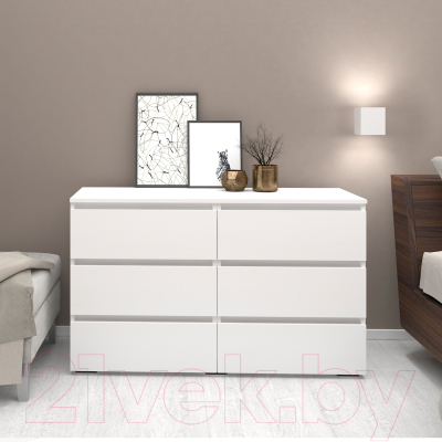 Комод Кортекс-мебель Бари 120 6ш (белый/белый/белый)