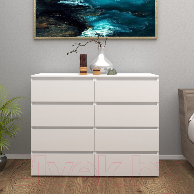 Комод Кортекс-мебель Бари 120 8ш (белый/белый/белый)