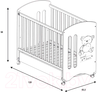 Детская кровать-трансформер Micuna Sweet Bear с матрацем CH-620 120x60 (белый)