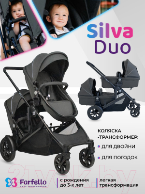 Детская универсальная коляска Farfello Silva Duo 2 в 1 (серый)