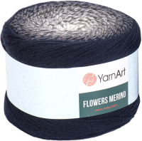 Пряжа для вязания Yarnart Flowers Merino 75% акрил, 25% шерсть 532 / 9320823 (590м, серый-черный) - 