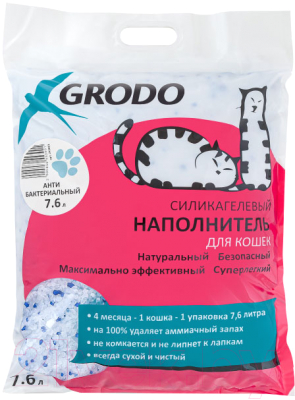 Наполнитель для туалета GRODO Антибактериальный / 24S081 (7.6л/2.9кг)