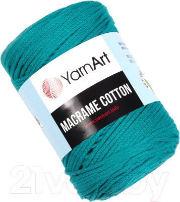 Пряжа для вязания Yarnart Macrame Cotton 20% полиэстер, 80% хлопок 225м / 9464974 (783 темный изумруд)