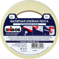 

Скотч малярный Unibob, 25ммx50м 28135.21