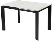 Обеденный стол M-City Corner 120 Gloss / 614M03985 (Staturio White Solid Ceramic/Black) - 