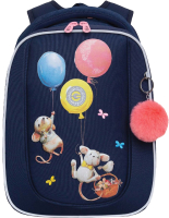 Школьный рюкзак Grizzly RAf-392-3 (синий) - 