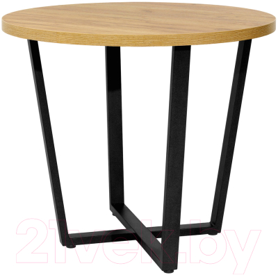 Обеденный стол Millwood Лофт Орлеан Л D90x75 (дуб золотой Craft/металл черный)