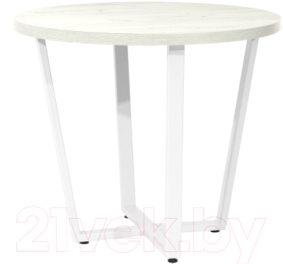 Обеденный стол Millwood Лофт Орлеан Л D90x75 (дуб белый Craft/металл белый)