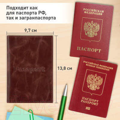 Обложка на паспорт Brauberg Passport / 238197 (коричневый)