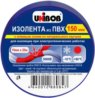 Изолента Unibob ПВХ 19ммx20м 150мкн 59493.21 (5шт, синий) - 