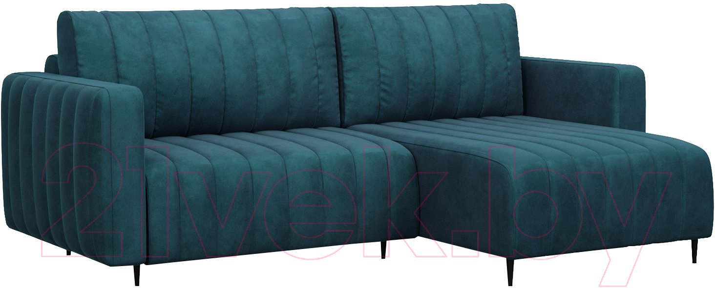 Диван угловой Mebel-Ars Маркфул/Флорент (бархат сине-зеленый Star Velvet 43 Black Green)