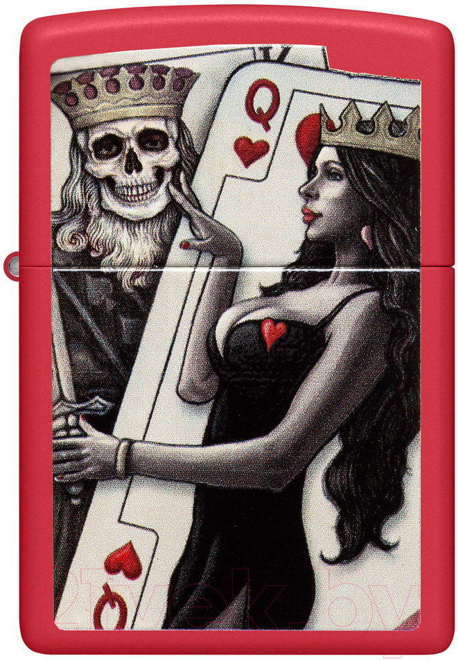 Зажигалка Zippo Skull King Queen Beauty / 48624 (красный) — фото 2