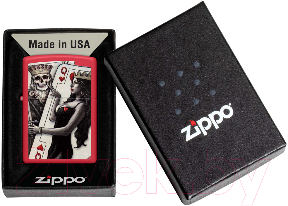 Зажигалка Zippo Skull King Queen Beauty / 48624 (красный) — фото 4